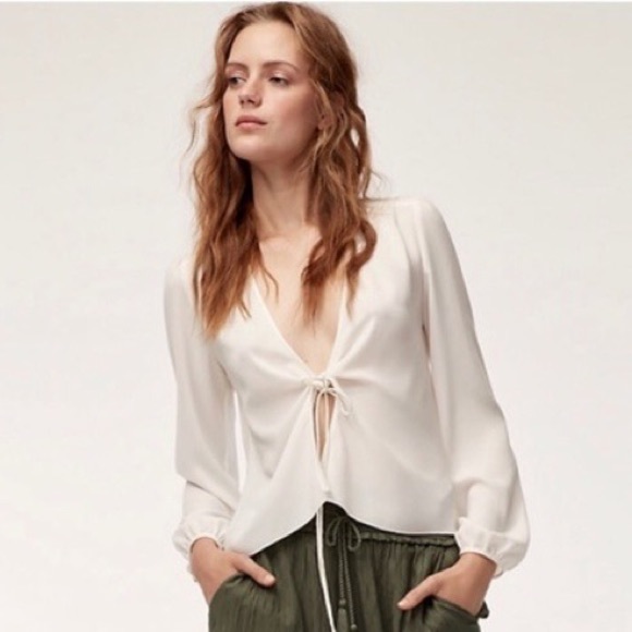 Aritzia Wilfred Tia Tie Front Blouse - Picture 2 of 4